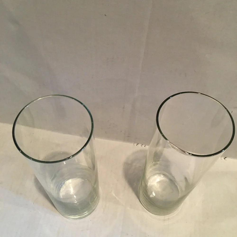 Set of 2 Clear Cylinder Glass Vases